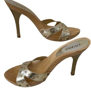 Guess Gold Studded Women's Heeled Sandals size 6.5